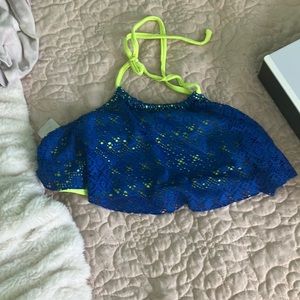 this swimsuit adorable green and blue swimsuit t0op !